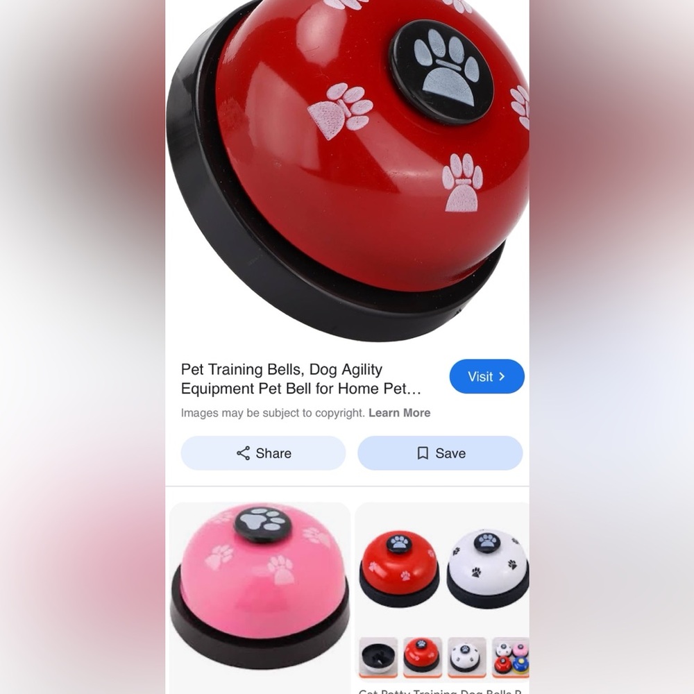 🐕🐕🦺🐩 Red Dog Training Bell with Paw Print - Picture 4 of 11